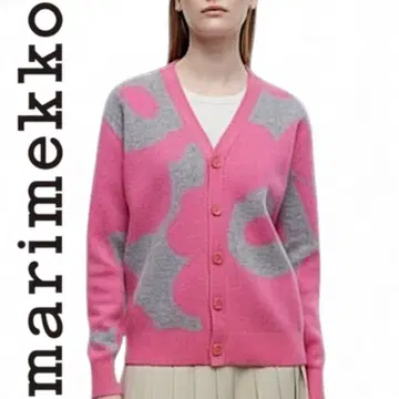 [ 컨디션 최상 ] marimekko 우니코 핑크 그레이 가디건 니트