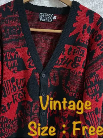 레트로 구제 의류 아트 니트 가디건 archive