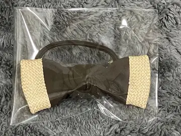 [ 새상품 ] 컴플렉스 비즈 머리끈 리본 브라운베이지 헤어 액세서리