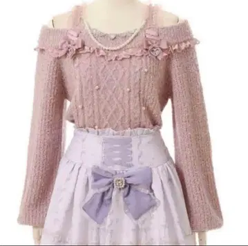 lizlisa 하트 참 오프숄더 니트