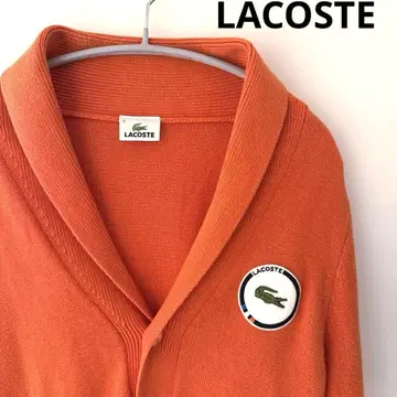 LACOSTE 가디건 니트 스웨터 오렌지 라코스테 와펜