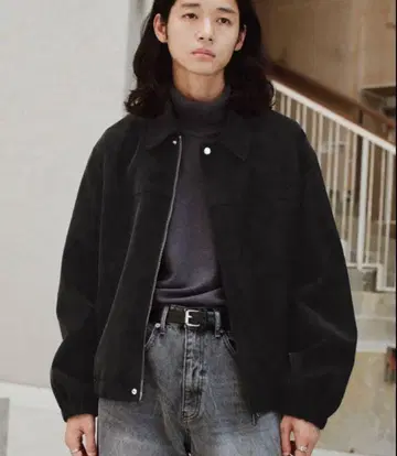 [ WYM ] FAUX SUEDE ZIP BLOUSON