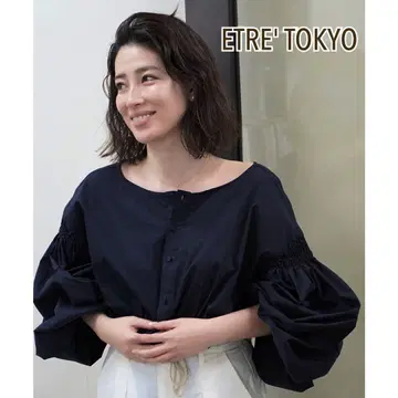새상품급 ETRE TOKYO 백 카슈쿨 블라우스 BLACK 긴팔 블라우스