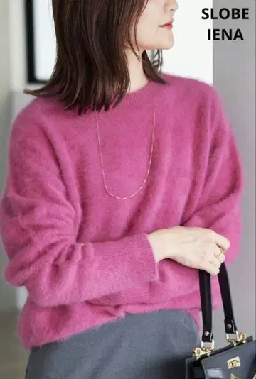 새상품급 SLOBE IENA 폭스 캐시미어 풀오버 핑크