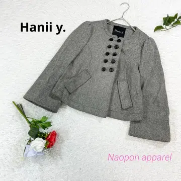 하니와이 숏 기장 더블 브레스트 노카라 자켓 그레이 슬림 S