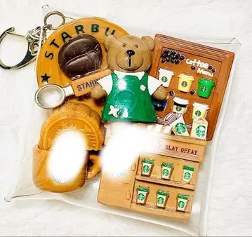 가챠 묶음 판매 데코 부품 카페 커피 곰 파우치 브라운