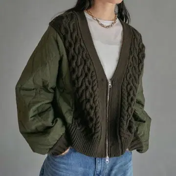 LEPSIM 렙심 가디건 3.5 게이지 퀼트 콤비 ZIP 가디건