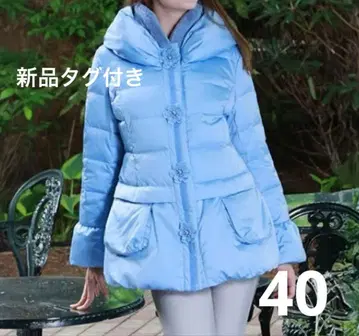 [ 새상품 ] 슈퍼뷰티 에코 퍼 옷깃 꽃 모티브 다운 코트 40