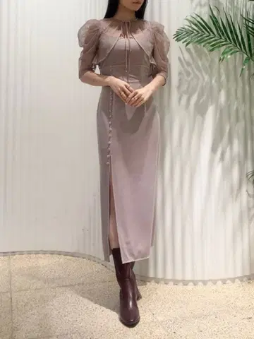 레이스 볼레로 레이어드 타이트 슬릿 원피스 SNIDEL 스나이델