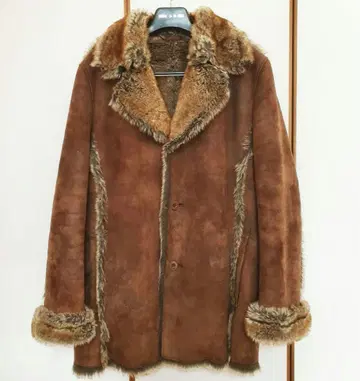 U.P renoma 브라운 무스탕 코트 인조 모피 자켓