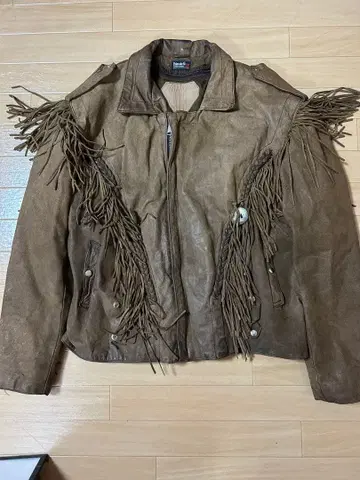 프린지 가죽 자켓 브라운 70년대 70s
