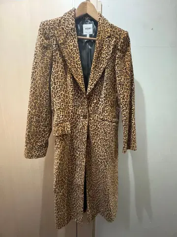Moschino Jeans 레오파드 무늬 롱 코트 42