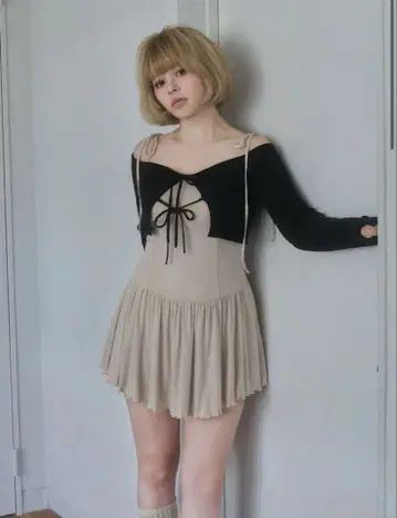 Nei knit set flare dress andmary black