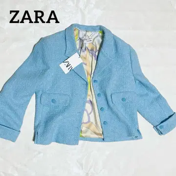 ZARA 스카이블루 숏 자켓 꽃무늬 안감 새상품, 미사용품 새상품급
