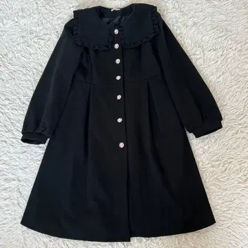 새상품급 axes femme 프릴 롱 코트 세일러 M 블랙 펄 버튼