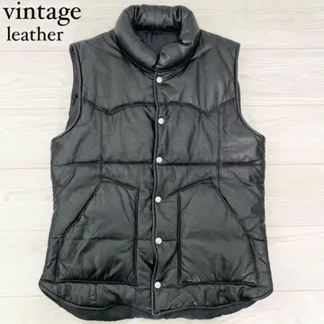 레어 vintage 가죽 다운 베스트 archive 천연 가죽 블랙 XL