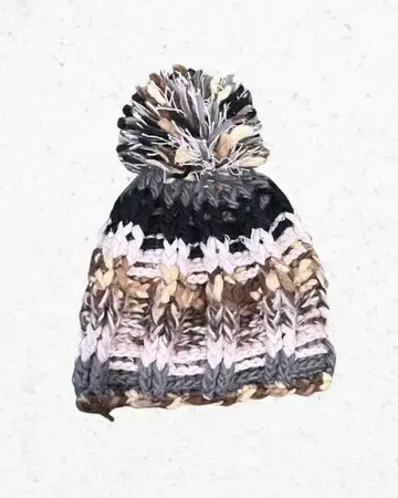 00s 폼폼 비니 니트 모자 보더 배색 뜨개질 모자