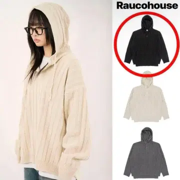 Raucohouse 헨리넥 후드 워머 오버 니트