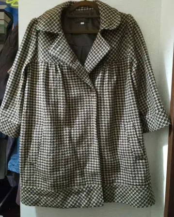 큰 사이즈 브라운 체크 무늬 자켓