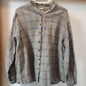 츠무구 체크 울 블라우스