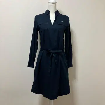 라코스테 네이비 성인 원피스 가을 겨울 긴팔 리본 벨트 포켓