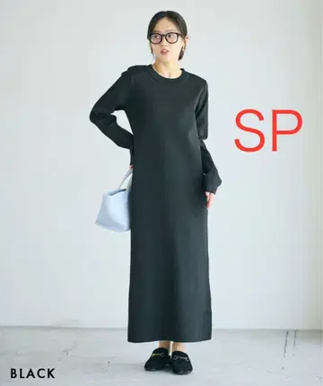 Basement online 크루넥 니트 맥시 원피스 SP 블랙