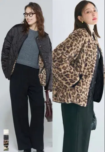 새상품 coca 워셔블 리버서블 퀼팅 블루종 레오파드 M