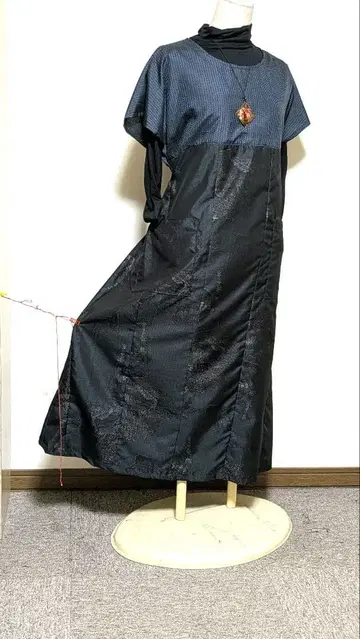 오시마 무늬 기모노 리메이크 롱 원피스 B 10