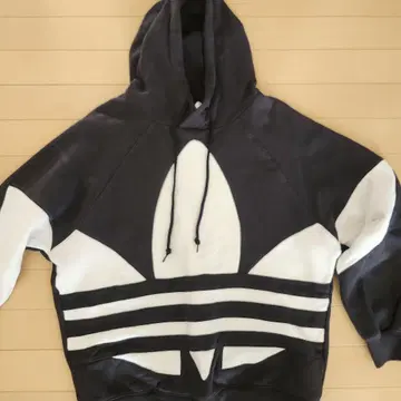 adidas 후드 부착 후드 맨투맨 블랙/화이트