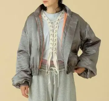 maturely 빈티지 새틴 밀리터리 자켓