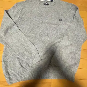CHAPS 그레이 니트 스웨터 긴팔 크루넥
