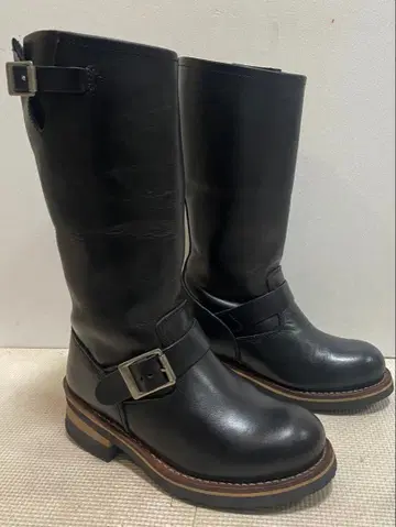 천연 가죽 엔지니어 부츠 23.0cm 스틸토 바이커 펑크 구제 의류