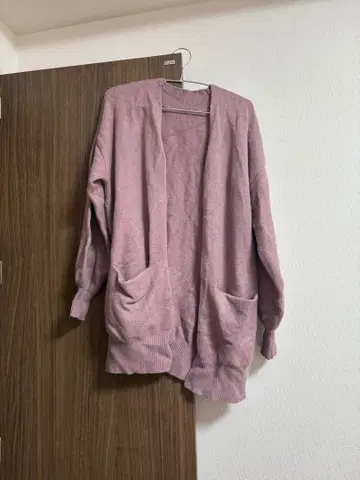 연보라 니트 가디건 긴팔