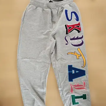 택 포함 새상품 RE730 SKYTAIL 컬러풀 로고 조거 팬츠 그레이