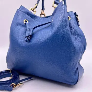 새상품급 아나이 2way 숄더백 핸드백 복조리 주름 가죽 블루