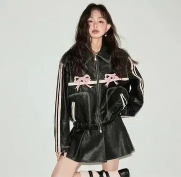 arcana archive 리본 가죽 자켓 diddimoda