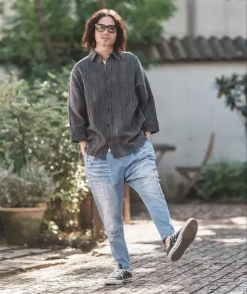 [새상품급] 칸비오 CAMBIO 데미지 데님 테이퍼드 팬츠 M