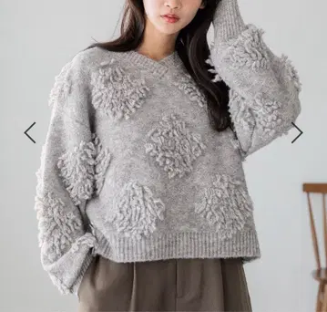 LOWRYS FARM 루프 자카드 풀오버 그레이