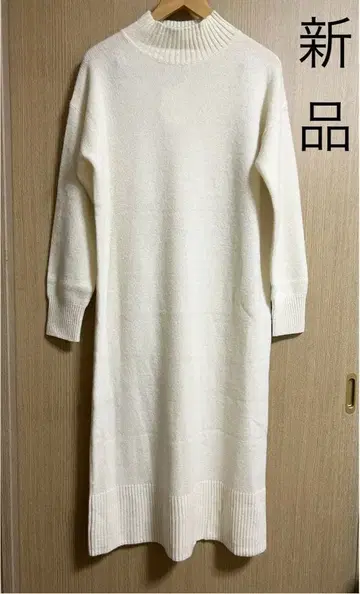 새상품 OPAQUE CLIP 하이넥 롱 니트 원피스