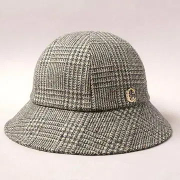 울 체크 햇 그레이 계열 C 로고 CA4LA