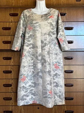 화이트 오오시마 기모노 리메이크 래글런 튜닉 원피스 핸드메이드