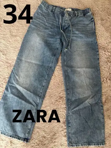 ZARA 34 블루 스트레이트 청바지