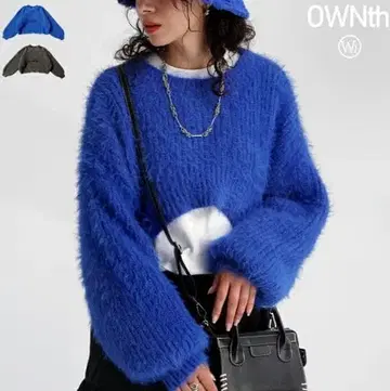 antiqua ownth 샤기 니트 숏 기장