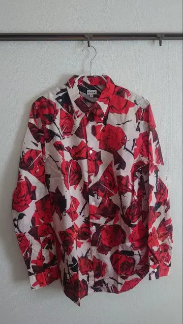 Paul Smith 빨간 장미 프린트 L 사이즈 긴팔 셔츠