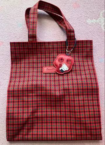 파미리아 빨간색 체크 토트백 A4 사이즈