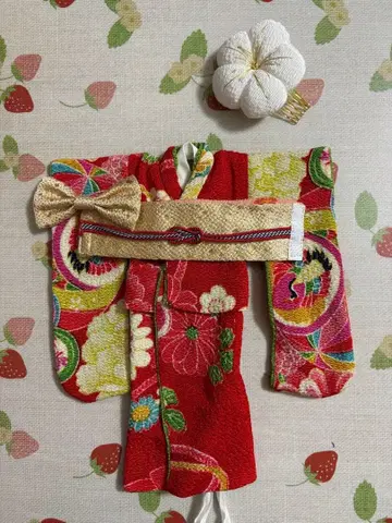 브라이스 아웃핏 주니문 순수 실크 크레이프 원단 후리소데 빨간색