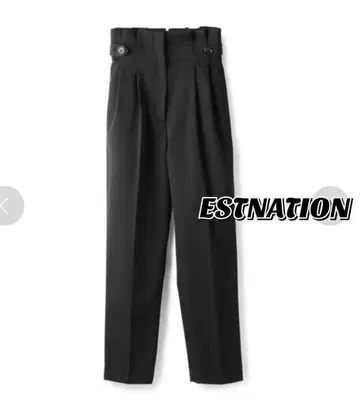 ESTNATION [새상품급] 하이웨스트 턱 팬츠 슬림 레그 실루엣 블랙