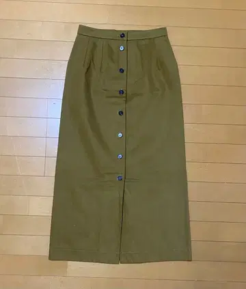 질 샌더 카키 버튼 롱 스커트