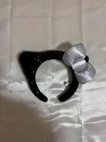 키티 머리띠 스팽글 블랙
