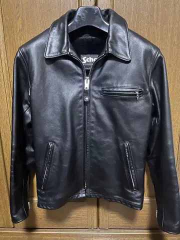 Schott 블랙 가죽 싱글 라이더 자켓 643